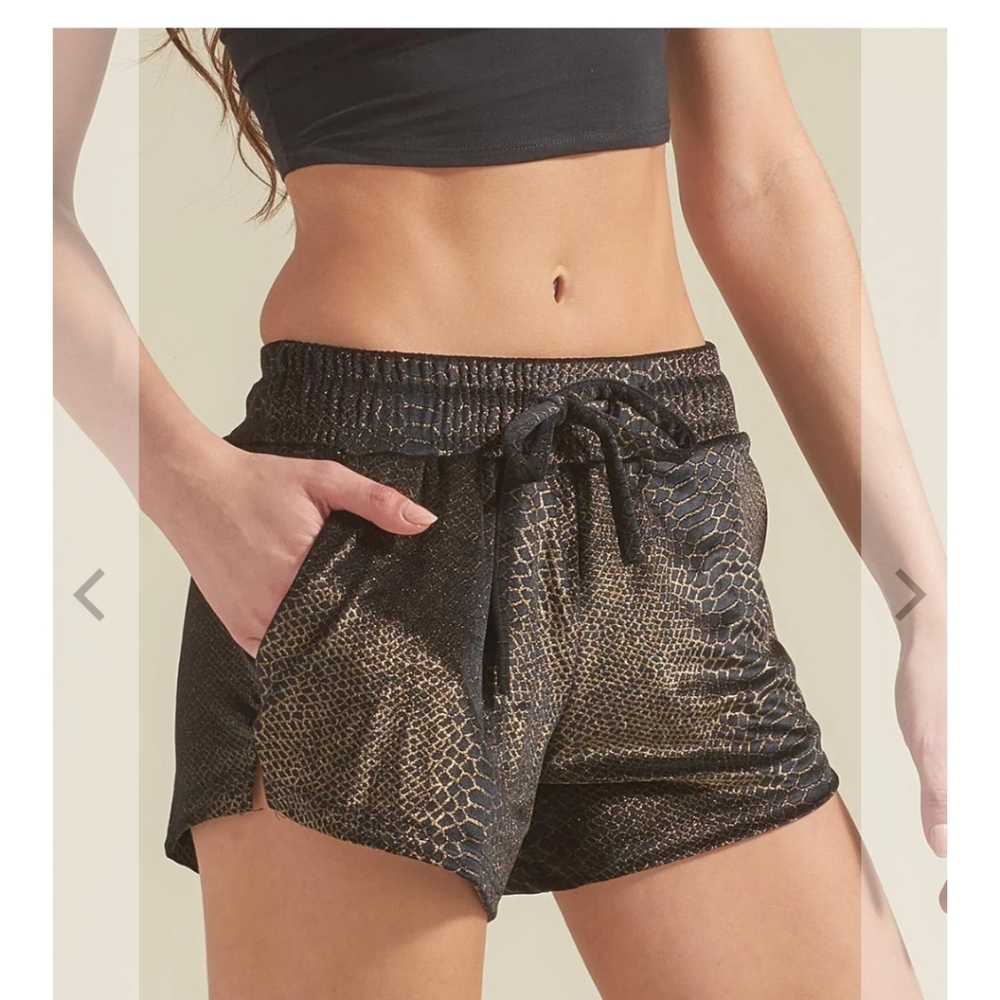 Spirithoods Black Snakeskin Velvet Shorts S